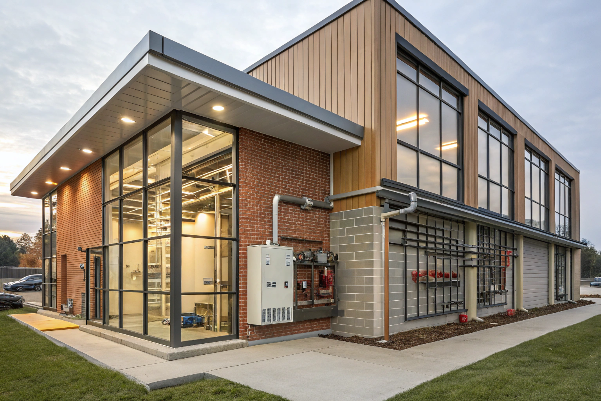 Comprehensive Building Product System An exploded-view diagram of a modern house showing all the different material layers and systems
